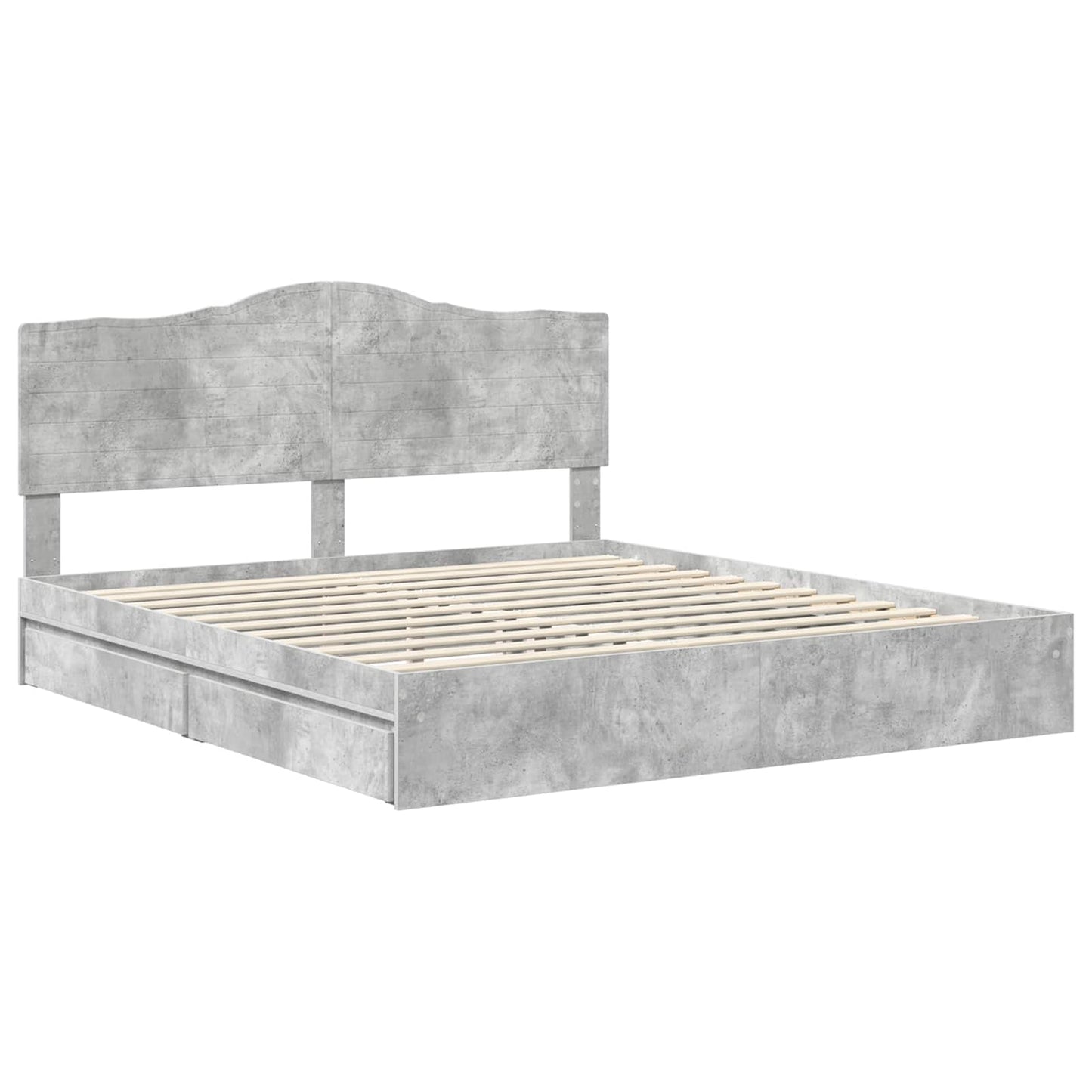vidaXL Storage Bed Concrete Grey 200 x 200 cm Engineered Wood