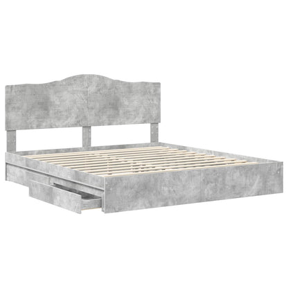 vidaXL Storage Bed Concrete Grey 200 x 200 cm Engineered Wood