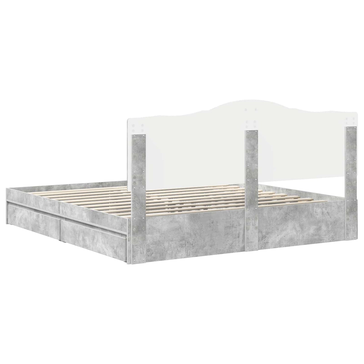 vidaXL Storage Bed Concrete Grey 200 x 200 cm Engineered Wood