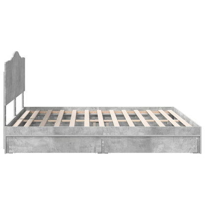vidaXL Storage Bed Concrete Grey 200 x 200 cm Engineered Wood