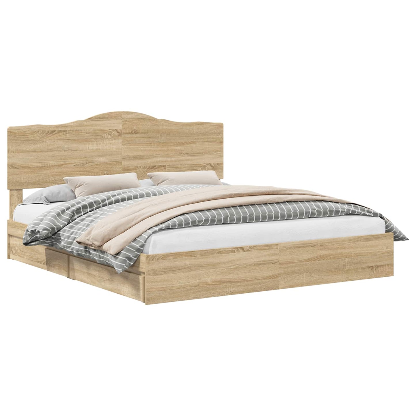 vidaXL Storage Bed with Drawer Sonoma Oak 180 x 200 cm Engineered Wood