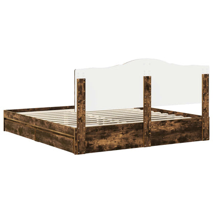 vidaXL Storage Bed with Drawer Smoked Oak 180 x 200 cm Engineered Wood