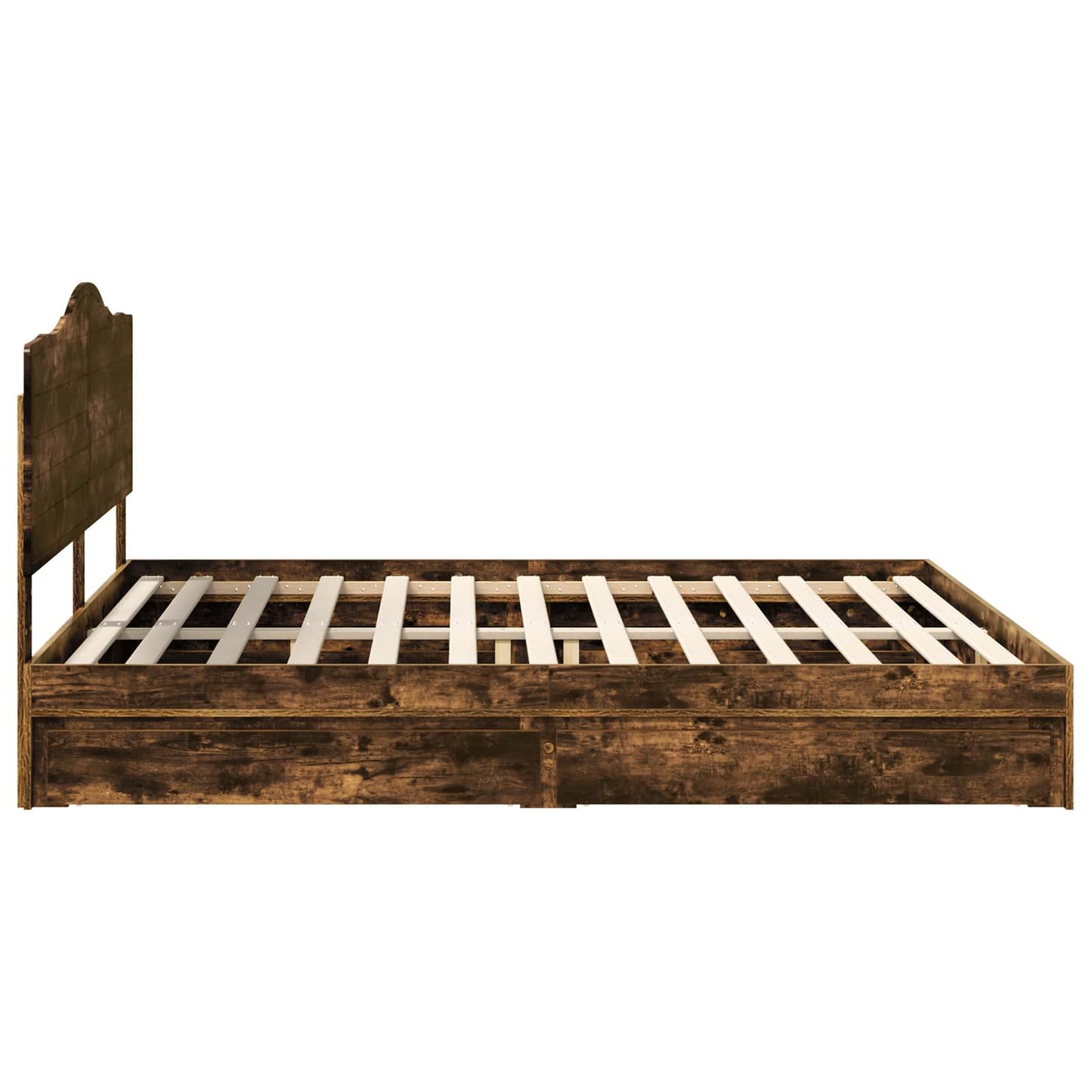 vidaXL Storage Bed with Drawer Smoked Oak 180 x 200 cm Engineered Wood