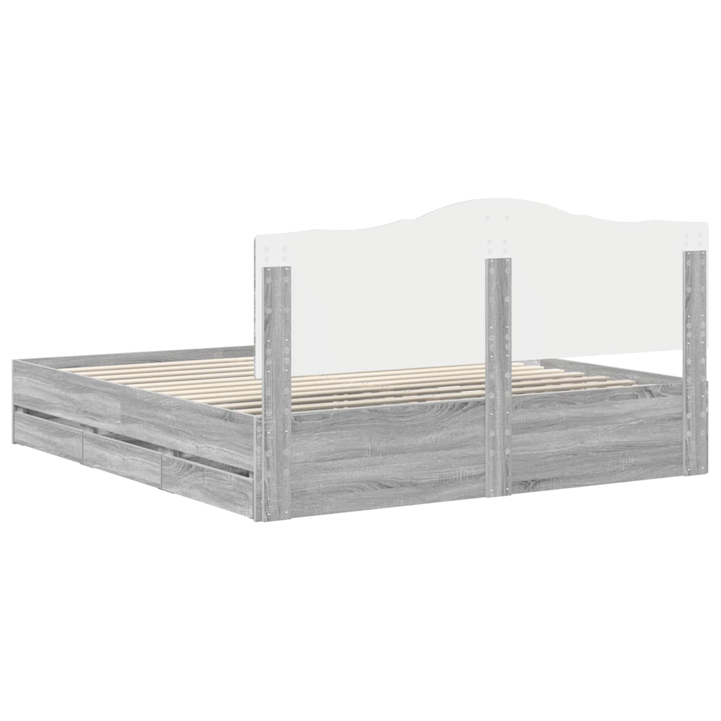vidaXL Storage Bed Grey Sonoma 180 x 200 cm Engineered Wood