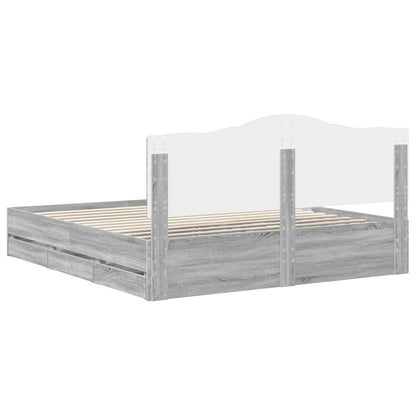 vidaXL Storage Bed Grey Sonoma 180 x 200 cm Engineered Wood