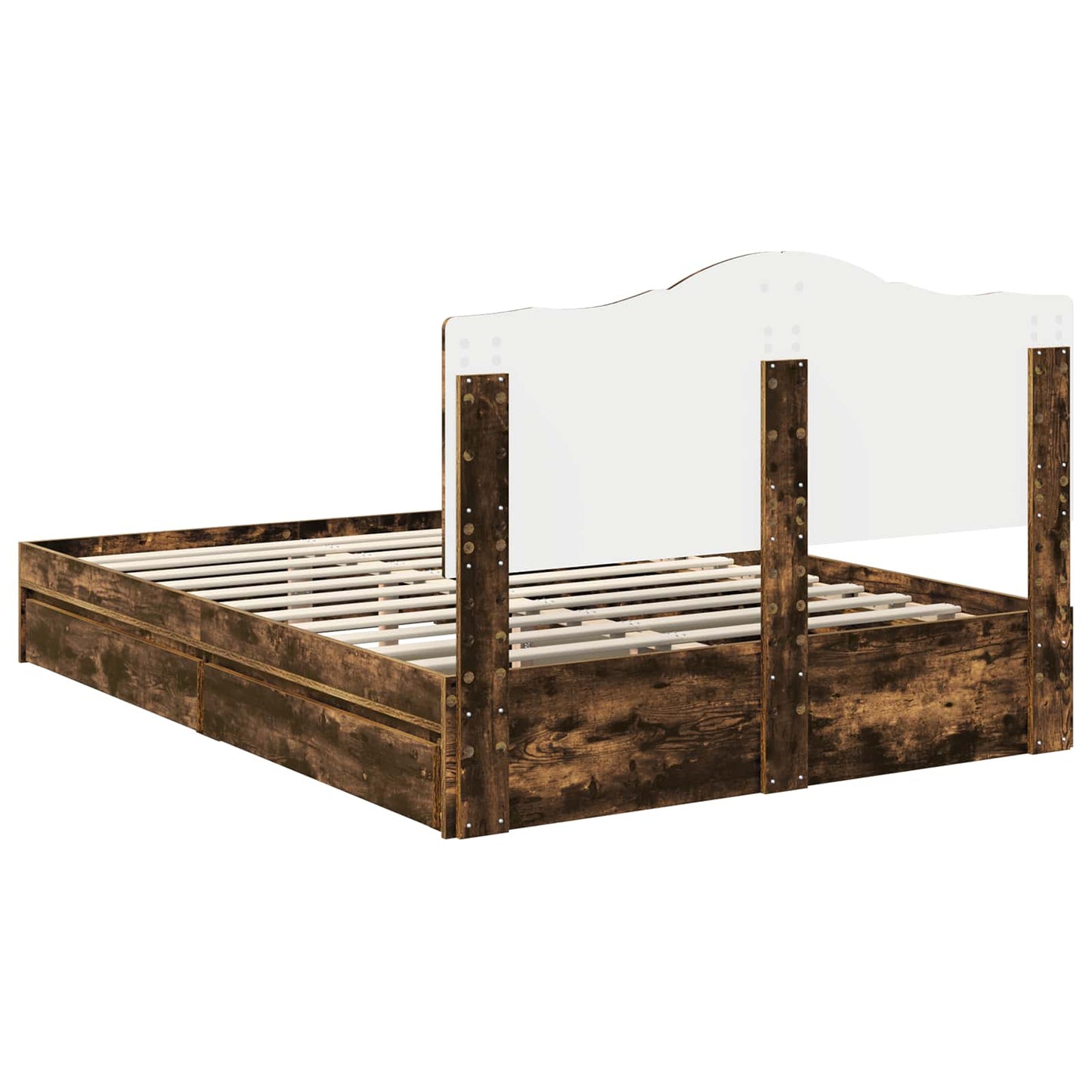 vidaXL Storage Bed with Drawer Smoked Oak 160 x 200 cm Engineered Wood