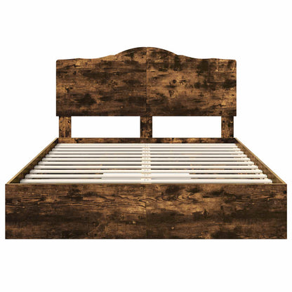 vidaXL Storage Bed with Drawer Smoked Oak 160 x 200 cm Engineered Wood