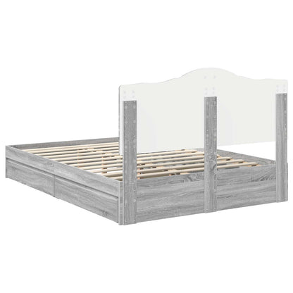 vidaXL Storage Bed Grey Sonoma 160 x 200 cm Engineered Wood