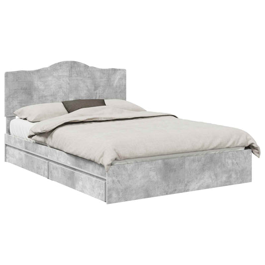 vidaXL Storage Bed Concrete Grey 150 x 200 cm Engineered Wood