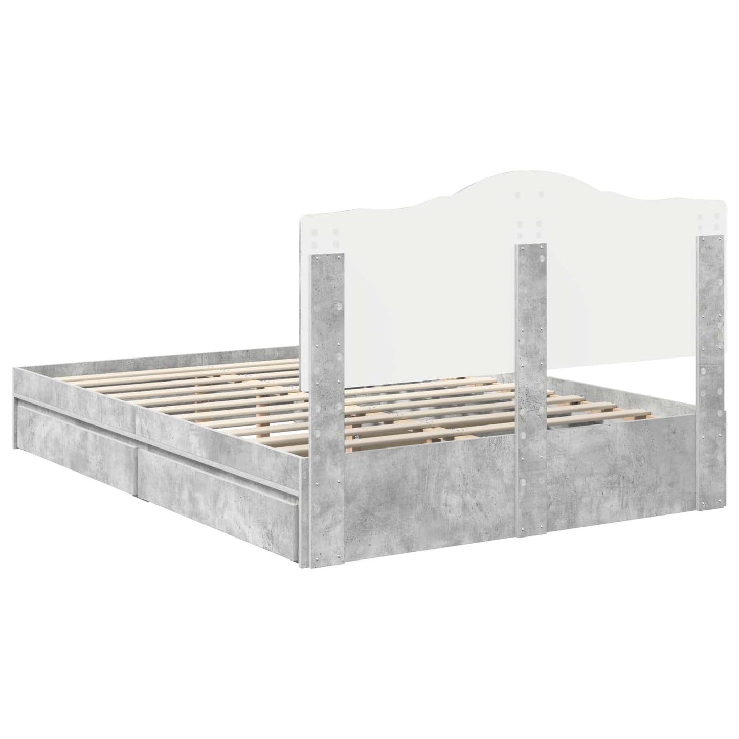vidaXL Storage Bed Concrete Grey 150 x 200 cm Engineered Wood