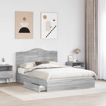 vidaXL Storage Bed Grey Sonoma 150 x 200 cm Engineered Wood