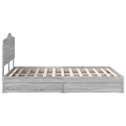 vidaXL Storage Bed Grey Sonoma 150 x 200 cm Engineered Wood