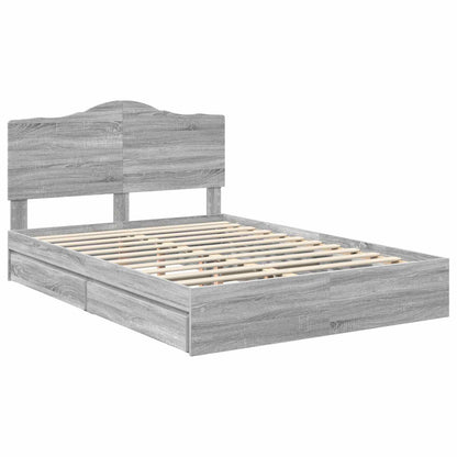 vidaXL Storage Bed Grey Sonoma 140 x 200 cm Engineered Wood