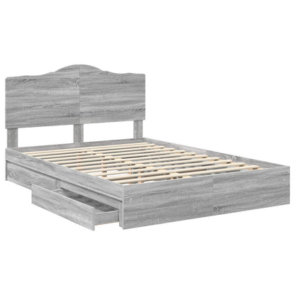 vidaXL Storage Bed Grey Sonoma 140 x 200 cm Engineered Wood