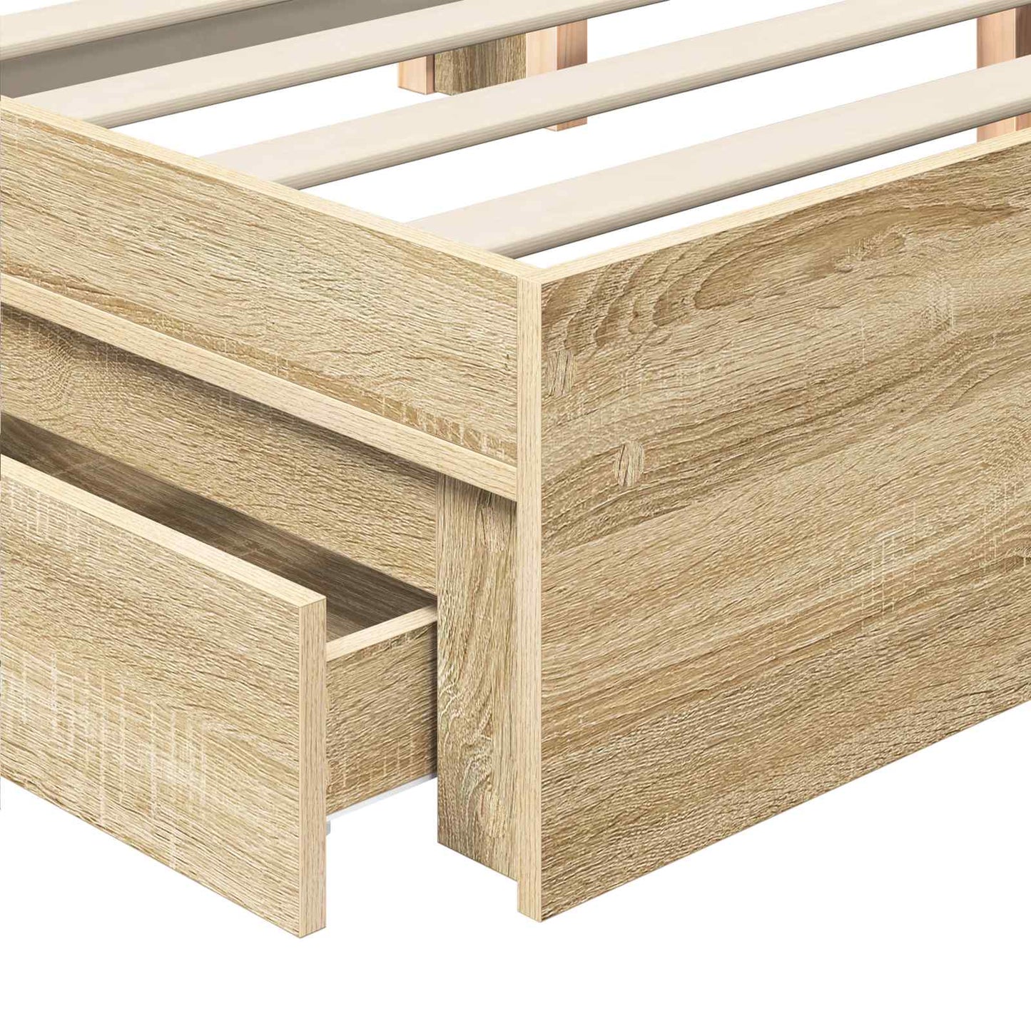 vidaXL Storage Bed with Drawer Sonoma Oak 140 x 190 cm Engineered Wood
