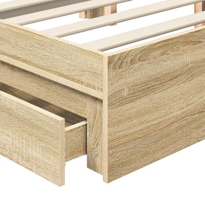vidaXL Storage Bed with Drawer Sonoma Oak 140 x 190 cm Engineered Wood