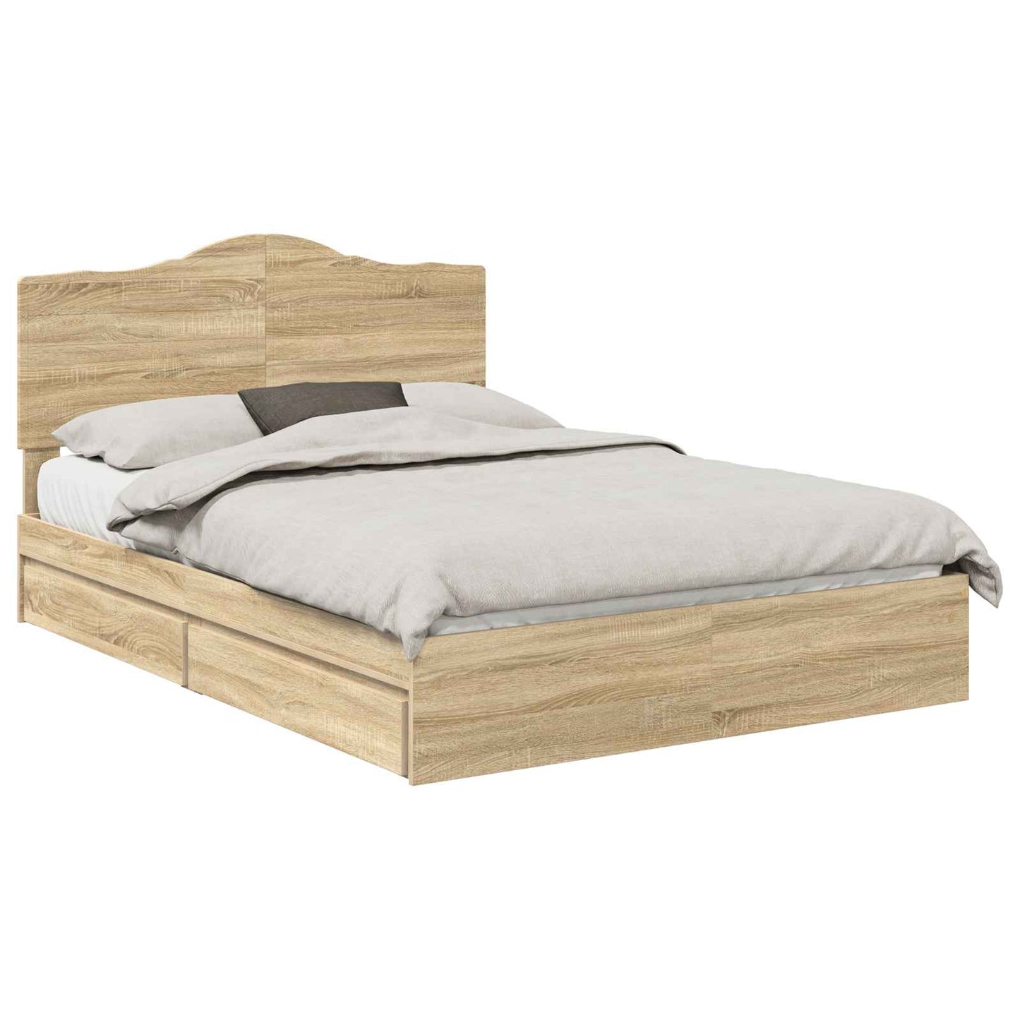 vidaXL Storage Bed with Drawer Sonoma Oak 140 x 190 cm Engineered Wood