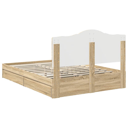 vidaXL Storage Bed with Drawer Sonoma Oak 140 x 190 cm Engineered Wood
