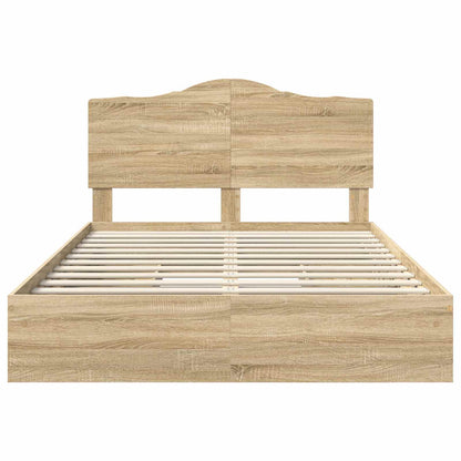 vidaXL Storage Bed with Drawer Sonoma Oak 140 x 190 cm Engineered Wood