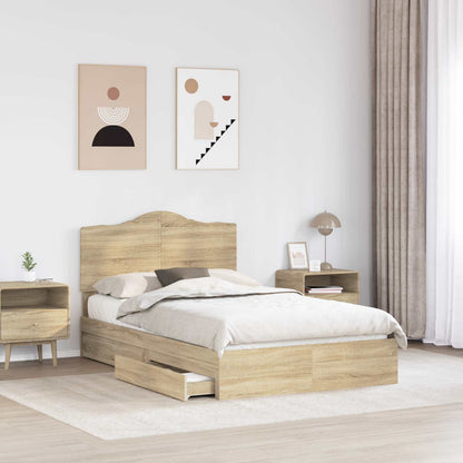 vidaXL Storage Bed with Drawer Sonoma Oak 135 x 190 cm Engineered Wood