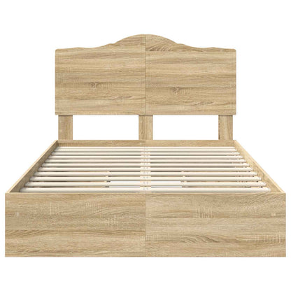 vidaXL Storage Bed with Drawer Sonoma Oak 135 x 190 cm Engineered Wood