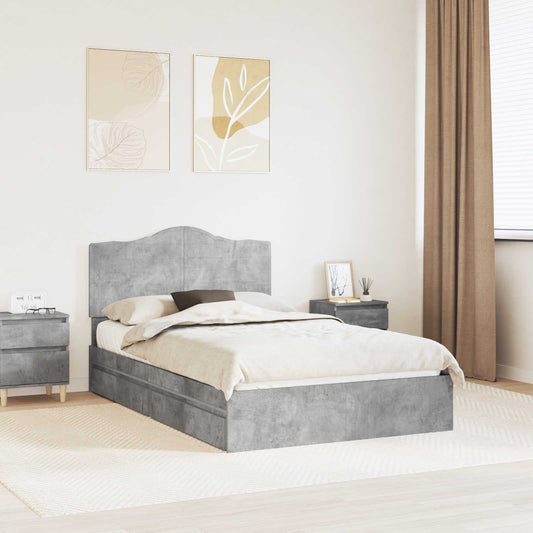 vidaXL Storage Bed Concrete Grey 135 x 190 cm Engineered Wood