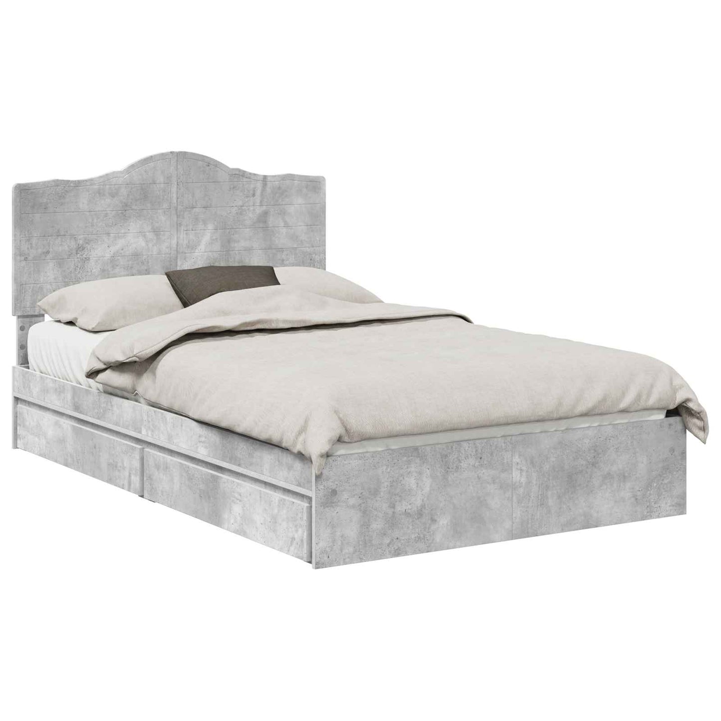 vidaXL Storage Bed Concrete Grey 135 x 190 cm Engineered Wood