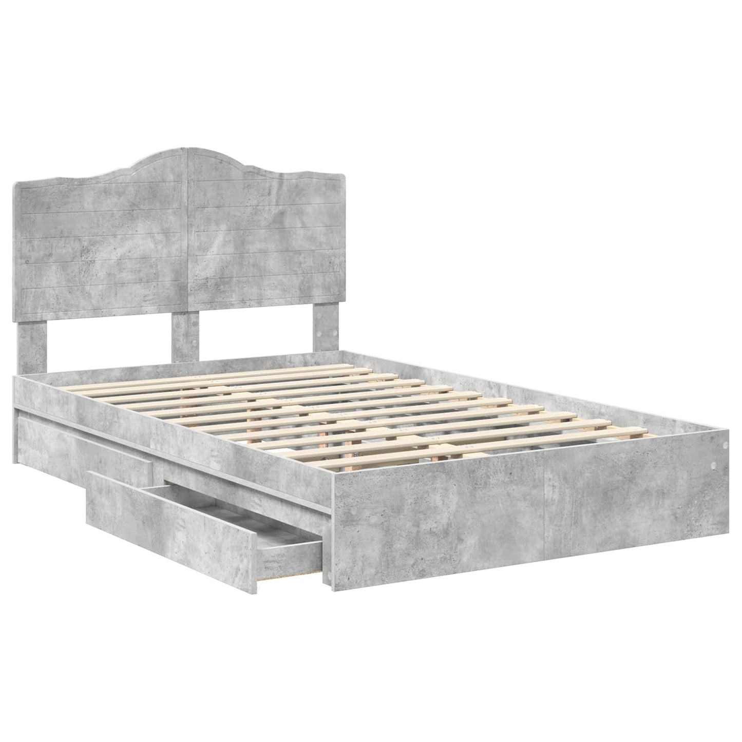 vidaXL Storage Bed Concrete Grey 135 x 190 cm Engineered Wood