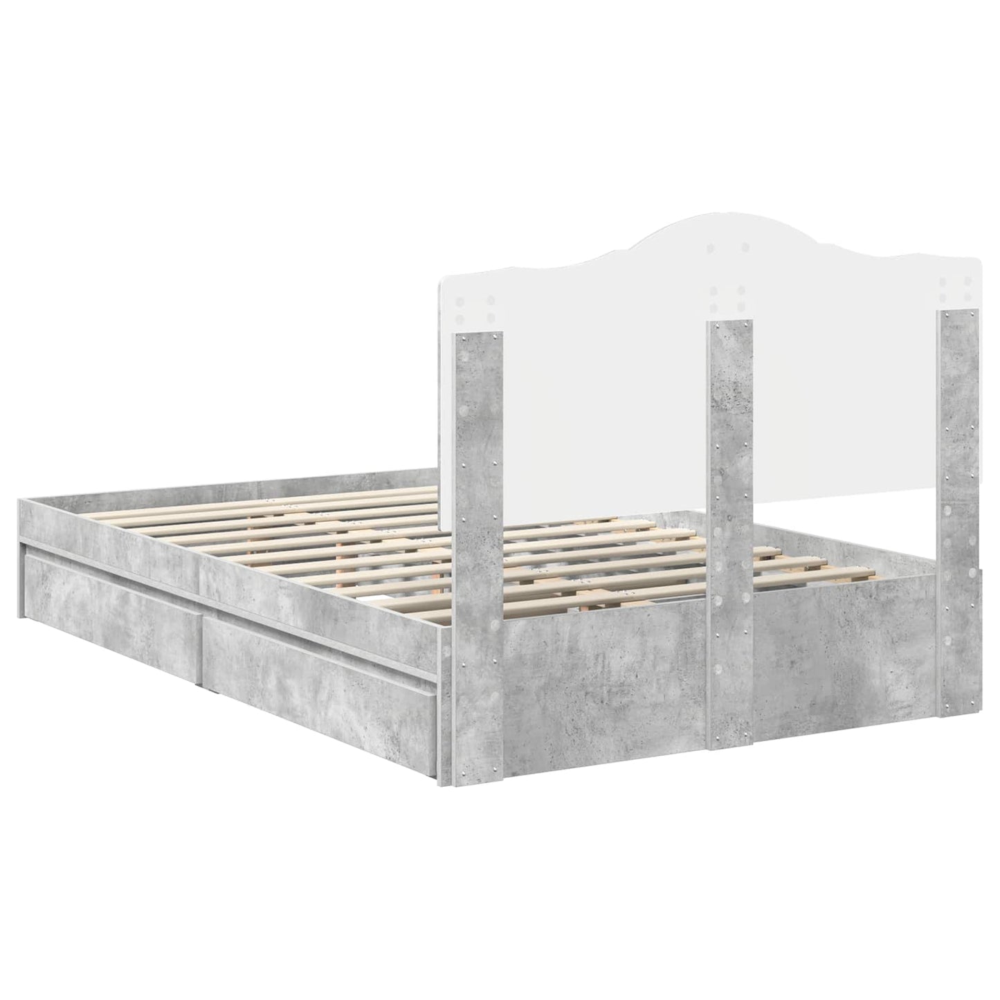 vidaXL Storage Bed Concrete Grey 135 x 190 cm Engineered Wood