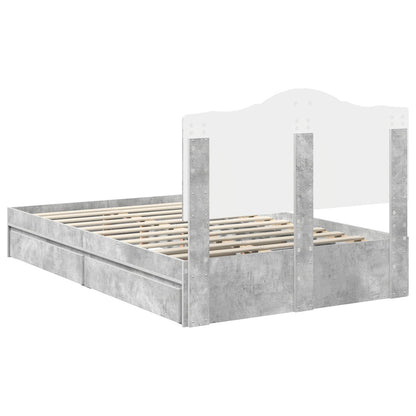vidaXL Storage Bed Concrete Grey 135 x 190 cm Engineered Wood