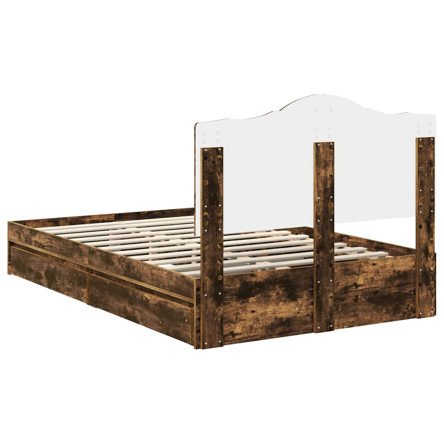 vidaXL Storage Bed with Drawer Smoked Oak 135 x 190 cm Engineered Wood
