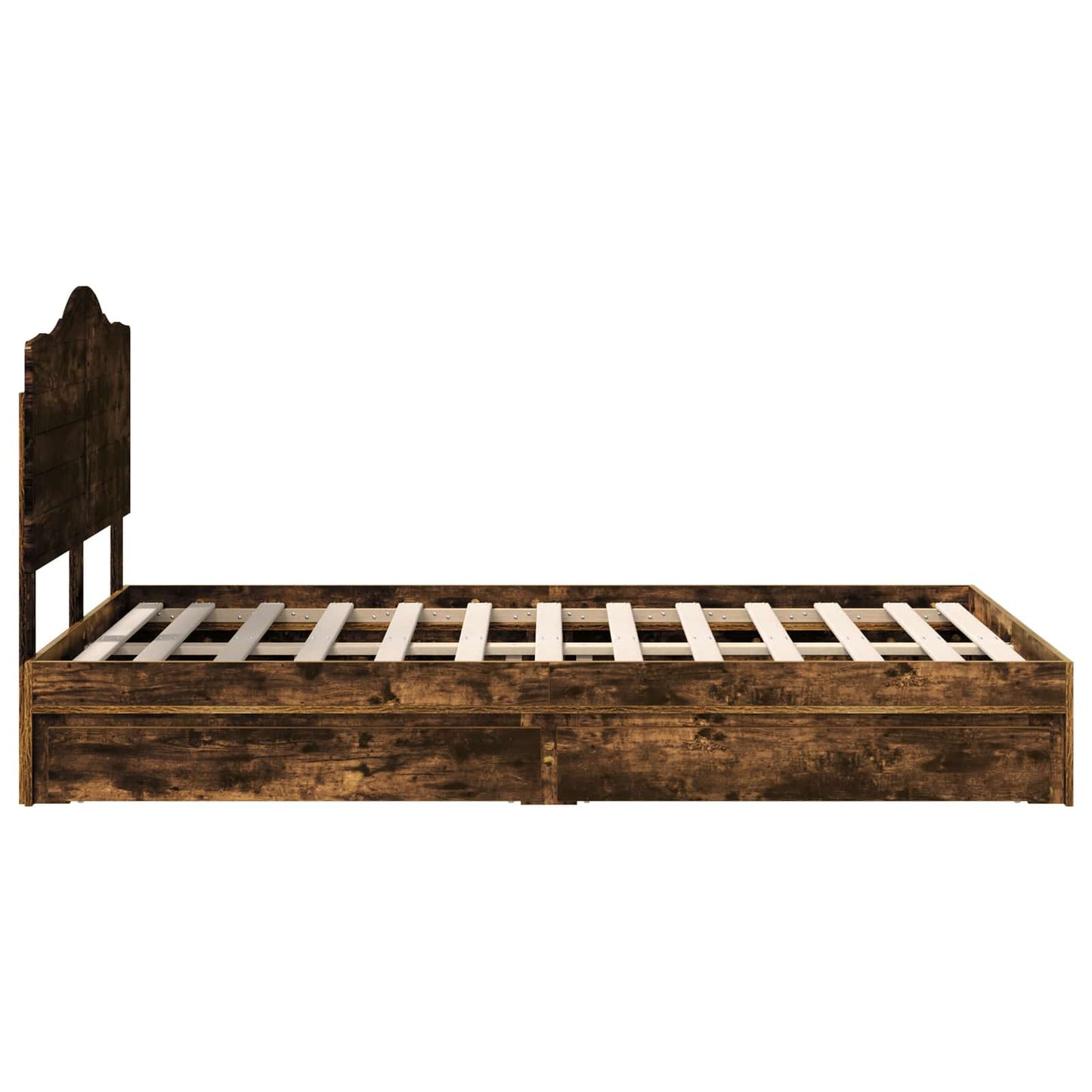 vidaXL Storage Bed with Drawer Smoked Oak 135 x 190 cm Engineered Wood