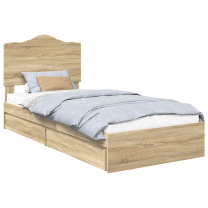 vidaXL Storage Bed with Drawer Sonoma Oak 90 x 200 cm Engineered Wood