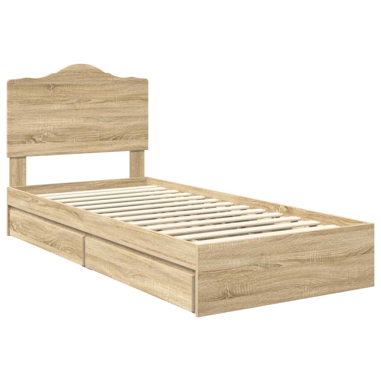 vidaXL Storage Bed with Drawer Sonoma Oak 90 x 200 cm Engineered Wood