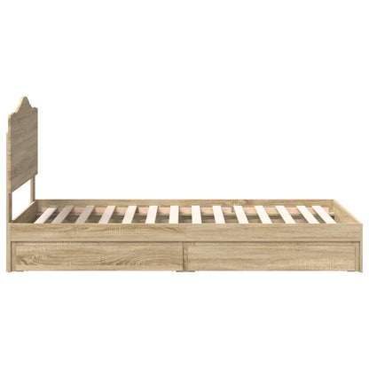 vidaXL Storage Bed with Drawer Sonoma Oak 90 x 200 cm Engineered Wood