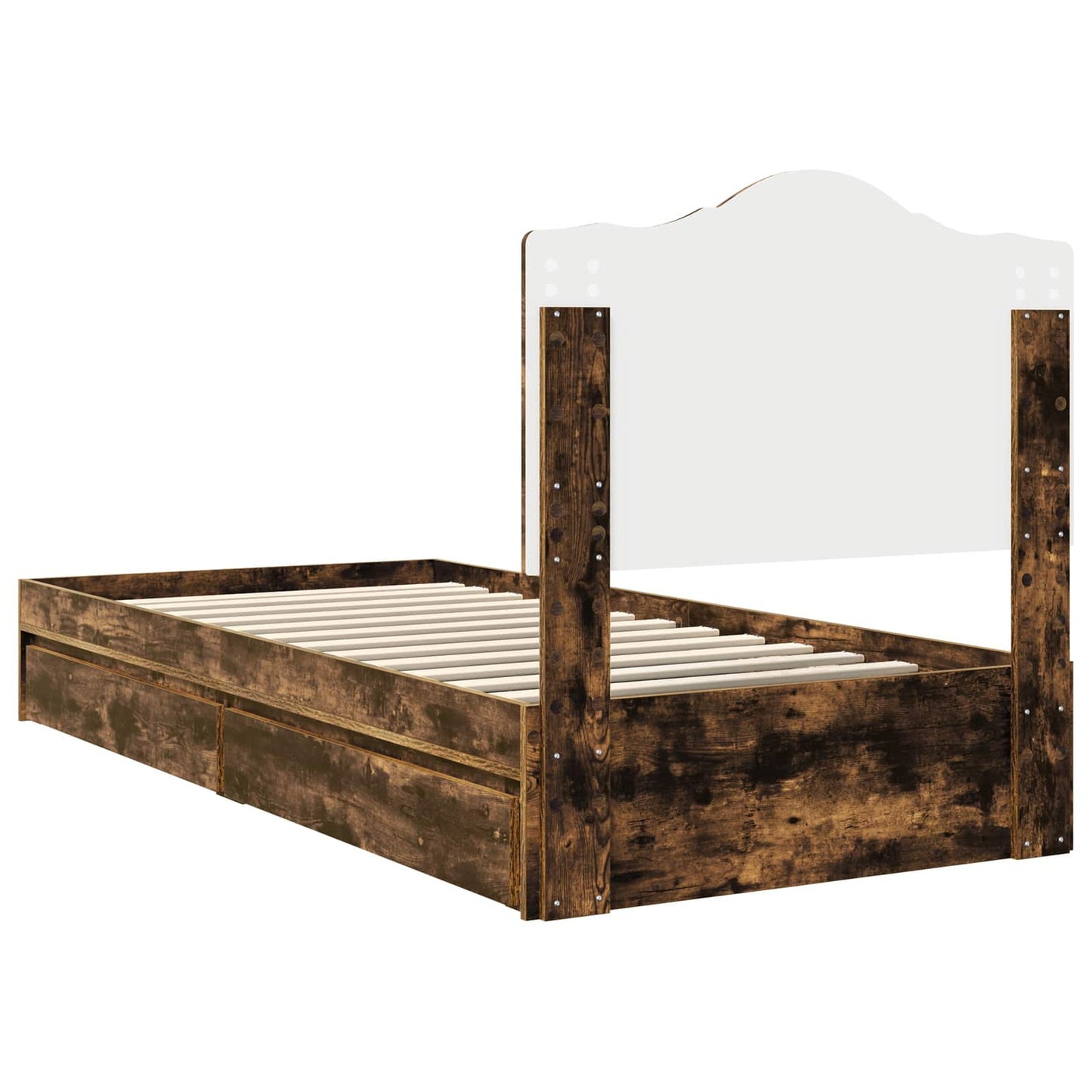 vidaXL Storage Bed with Drawer Smoked Oak 90 x 200 cm Engineered Wood