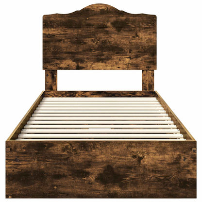 vidaXL Storage Bed with Drawer Smoked Oak 90 x 200 cm Engineered Wood