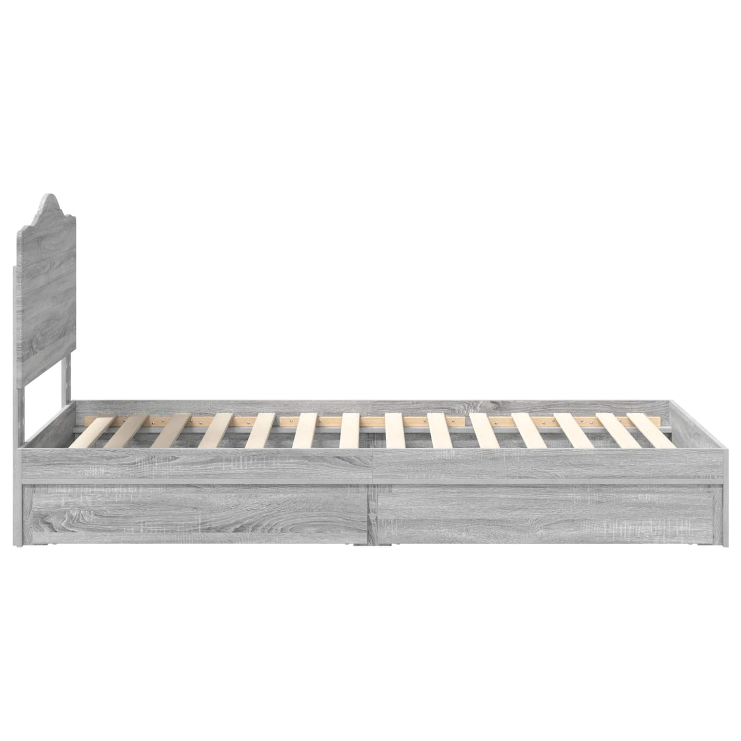 vidaXL Storage Bed with Drawer Grey Sonoma 90 x 200 cm Engineered Wood