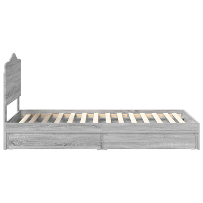 vidaXL Storage Bed with Drawer Grey Sonoma 90 x 200 cm Engineered Wood
