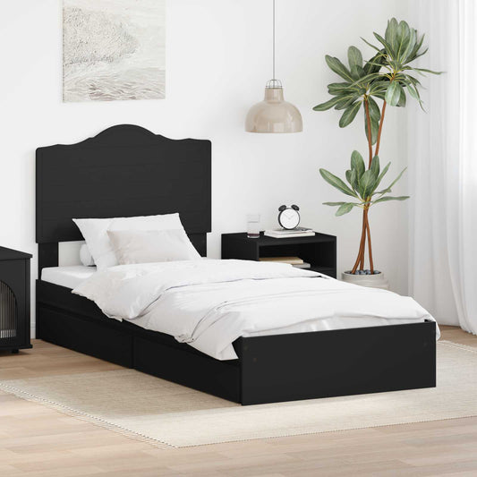 vidaXL Storage Bed with Headboard Black 90 x 190 cm Engineered Wood