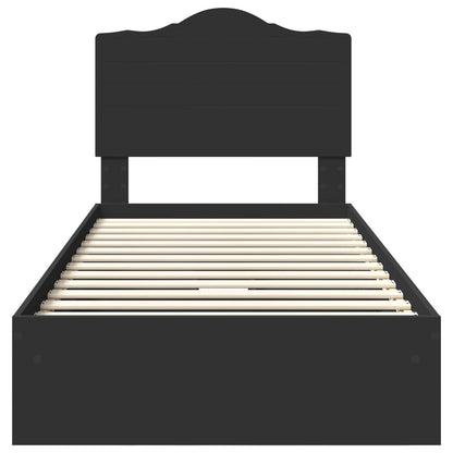 vidaXL Storage Bed with Headboard Black 90 x 190 cm Engineered Wood