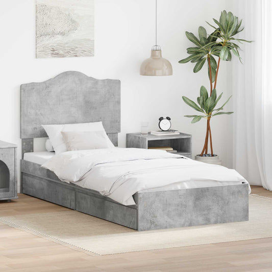 vidaXL Storage Bed Concrete Grey 90 x 190 cm Engineered Wood