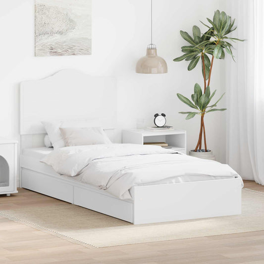 vidaXL Storage Bed with Drawer White 70 x 190 cm Engineered Wood