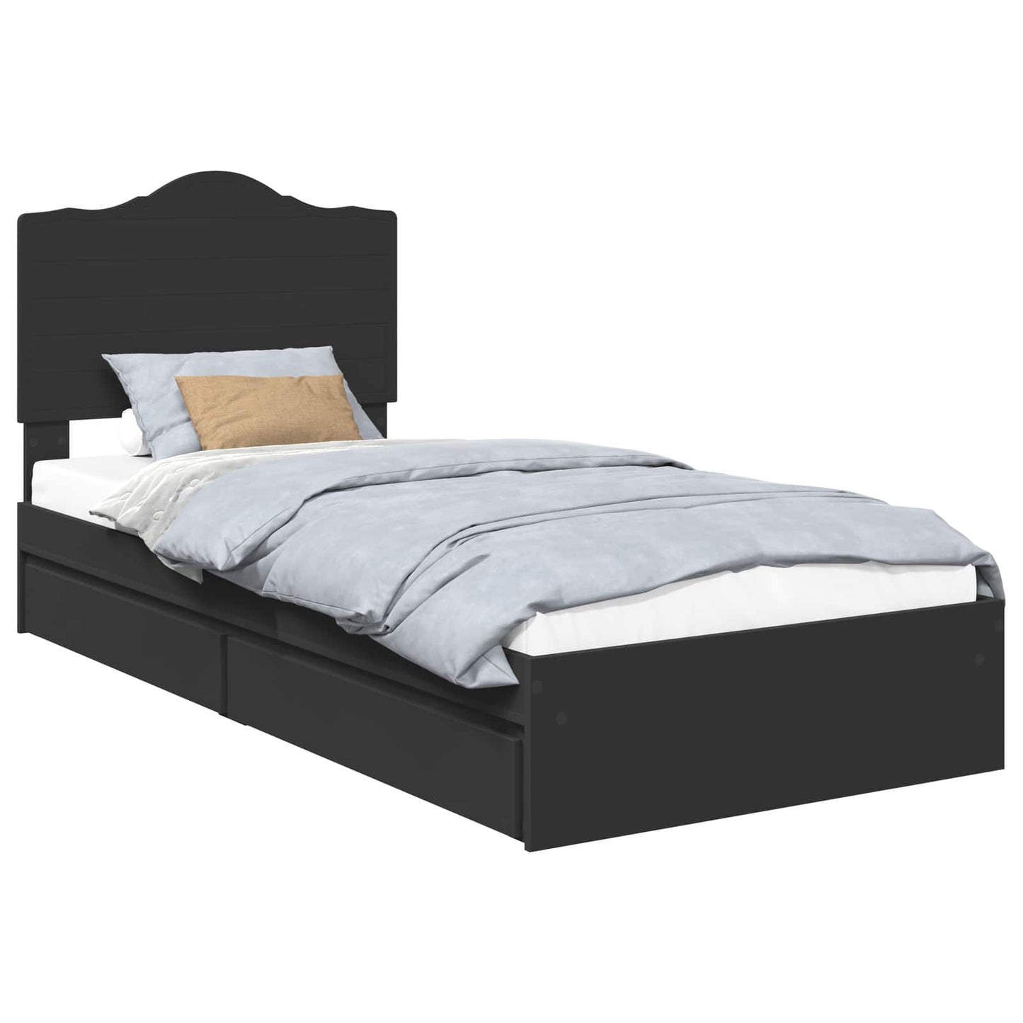 vidaXL Storage Bed with Drawer Black 70 x 190 cm Engineered Wood