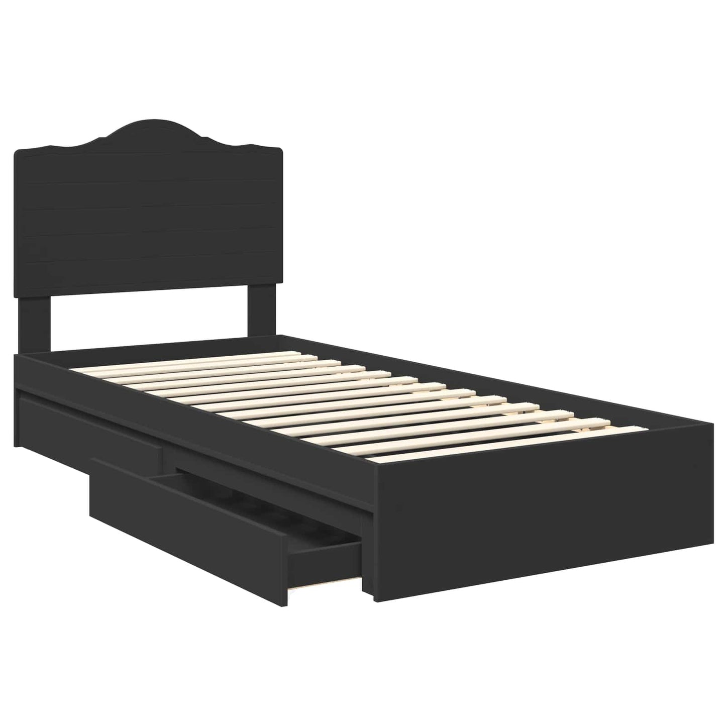 vidaXL Storage Bed with Drawer Black 70 x 190 cm Engineered Wood