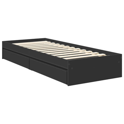 vidaXL Storage Bed with Drawer Black 70 x 190 cm Engineered Wood