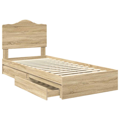 vidaXL Storage Bed with Drawer Sonoma Oak 70 x 190 cm Engineered Wood