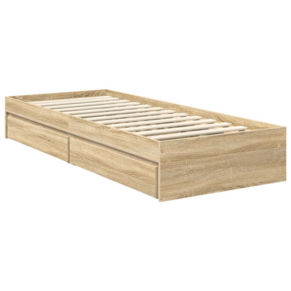 vidaXL Storage Bed with Drawer Sonoma Oak 70 x 190 cm Engineered Wood