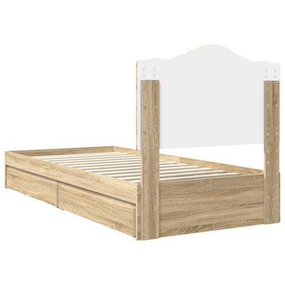 vidaXL Storage Bed with Drawer Sonoma Oak 70 x 190 cm Engineered Wood