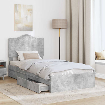 vidaXL Storage Bed Concrete Grey 70 x 190 cm Engineered Wood